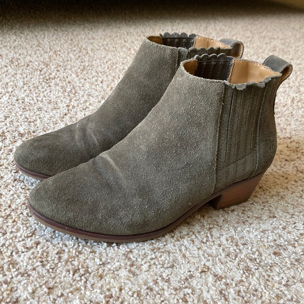 Jack Rogers Women’s Olive Green Suede Ankle Boots Booties 6.5 M